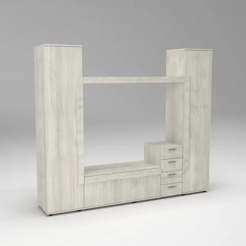 Стенка в гостиную под ТВ Эхо-2, Дуб Шамони Светлый, 2160х420х1850