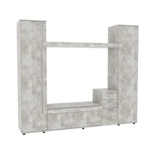 Стенка в гостиную под ТВ Эхо-2, Бетон, 2160х420х1850