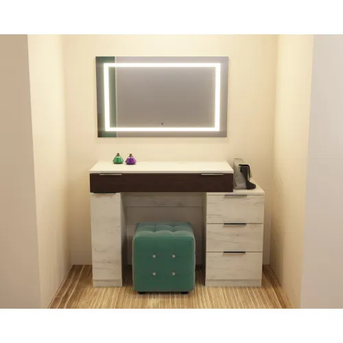 Стол туалетный Трюмо Кристалл, Дуб Крафт Белый/Венге Магия, 1200/452/847