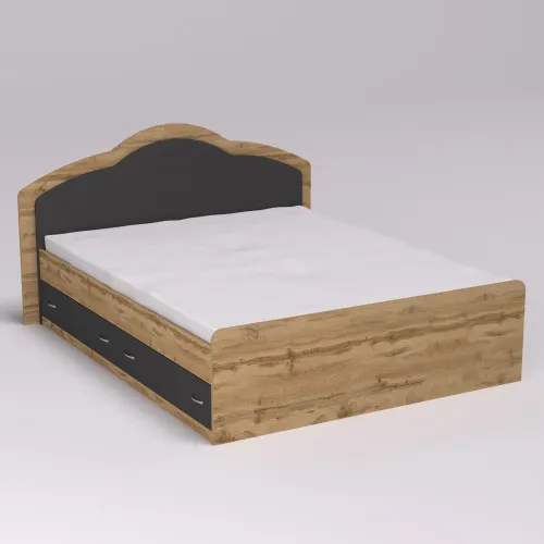 Кровать Диана двуспальная с 2-мя ящиками, Дуб Аппалачи/Антрацит, 2048х1410х1030