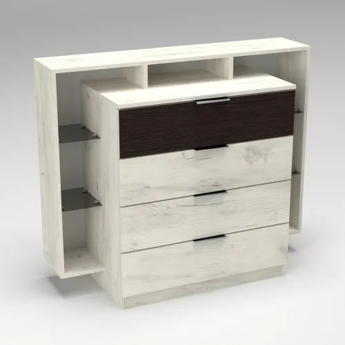 Комод Кристал, Дуб Крафт Белый/Венге Магия, 1200/450/1000