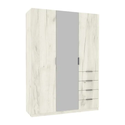 Шкаф Кристалл 2, Дуб Крафт Белый, 1500х520х2100