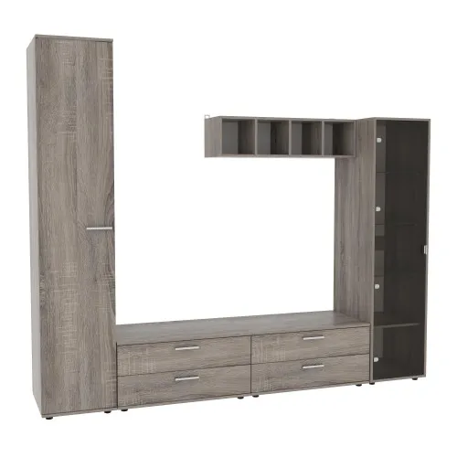 Стенка в гостиную Hugo-4, Дуб Сонома Трюфель, 2480х520х2120