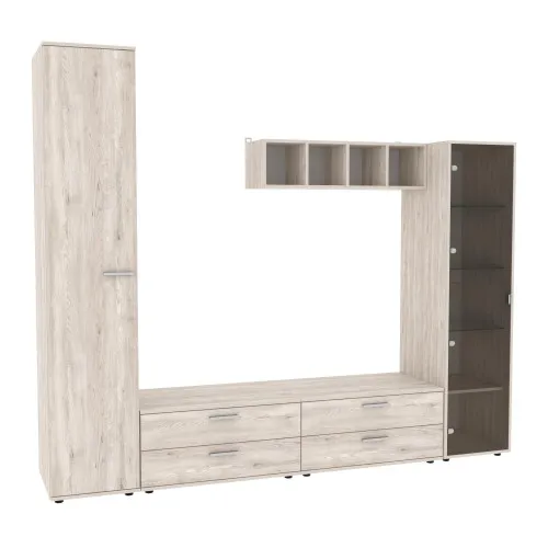 Стенка в гостиную Hugo-4, Самоа Дымчатый, 2480х520х2120