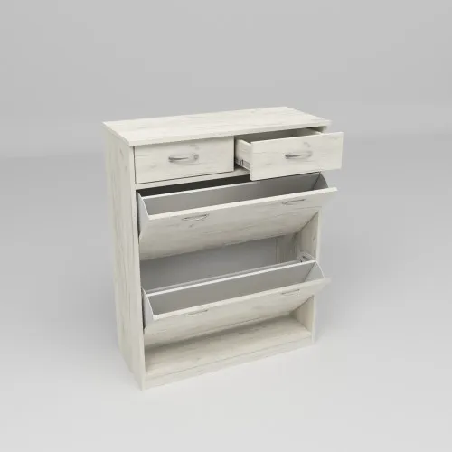 Тумба для обуви №2, Дуб Крафт Белый, 800/350/1010