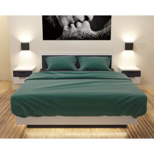 Кровать Кристалл №2 двуспальная, Белый/Антрацит, 2035х1432х850