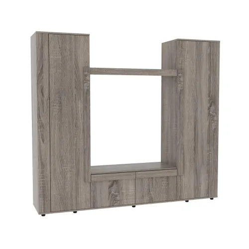 Стенка в гостиную под ТВ Эхо-4, Дуб Сонома Трюфель, 2160х420х1850