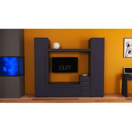 Стенка в гостиную под ТВ Эхо-2, Антрацит, 2160х420х1850