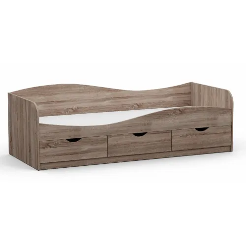 Кровать односпальная L-9, Дуб Сонома Трюфель, 2030х834х656