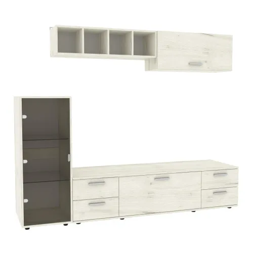 Стенка в гостиную Hugo-3, Дуб Крафт Белый, 2060х520х1700