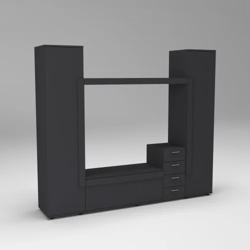 Стенка в гостиную под ТВ Эхо-2, Антрацит, 2160х420х1850