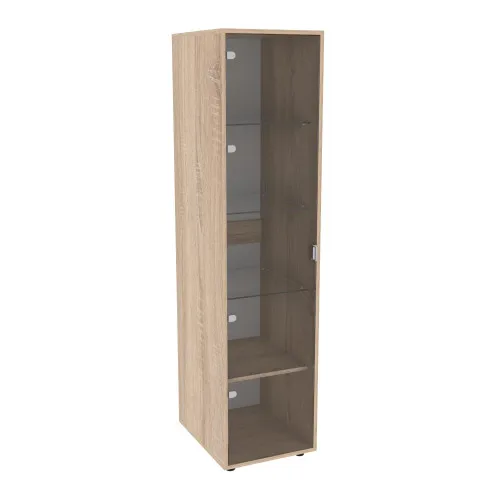 Пенал зі склом Hugo H-4, Дуб Сонома, 420/520/1700