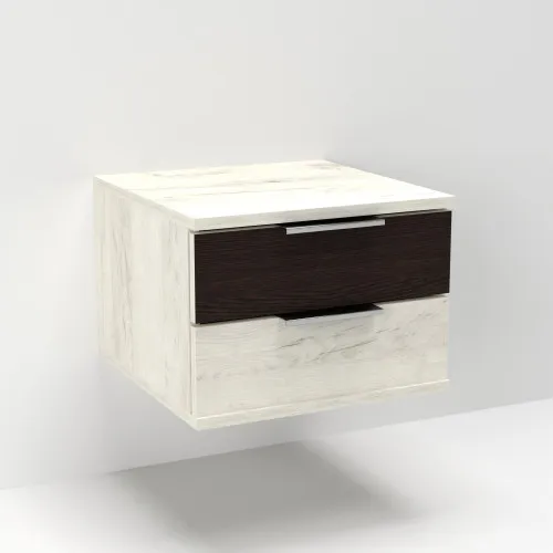 Тумба навесная прикроватная Кристалл, Дуб Крафт Белый/Венге Магия, 400/400/290