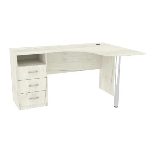 Стол угловой с ящиками ОСК-4, Дуб Крафт Белый, 1500/1100/760