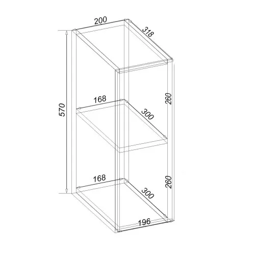 Полка навесная К-17, Антрацит, 200/318/570