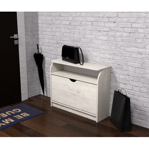 Тумба для обуви №3, Дуб Крафт Белый, 800/250/650