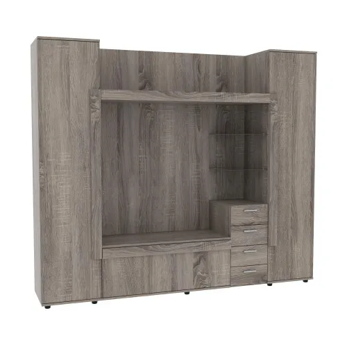 Стенка в гостиную под ТВ Exo-1, Дуб Сонома Трюфель, 2160х420х1850