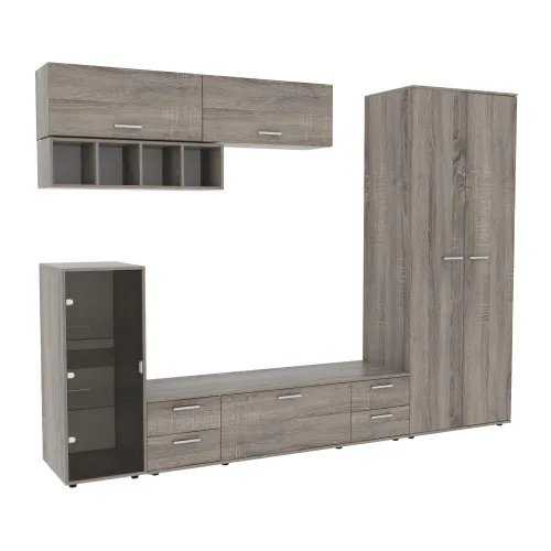 Стенка в гостиную Hugo-1, Дуб Сонома Трюфель, 2860х520х2120