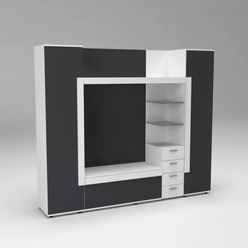 Стенка в гостиную под ТВ Exo-1, Белый+Антрацит, 2160х420х1850