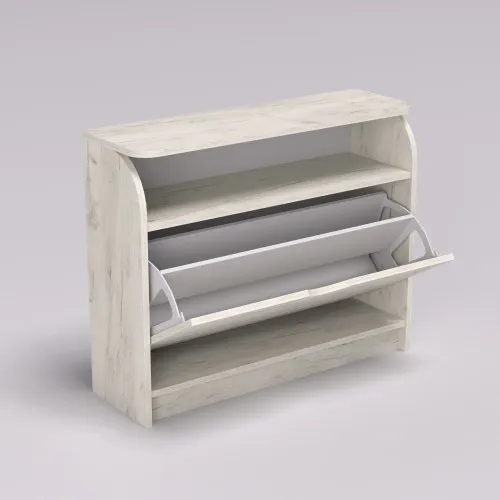 Тумба для обуви №3, Дуб Крафт Белый, 800/250/650