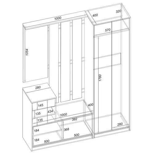 Прихожая Соло-3, Дуб Конкордия, 1600/400/2100
