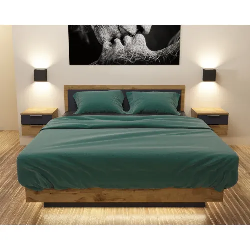 Кровать Кристалл №2 двуспальная, Дуб Аппалачи/Антрацит, 2035х1432х850