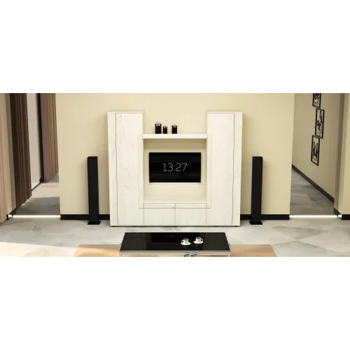 Стенка в гостиную под ТВ Эхо-4, Дуб Крафт Белый, 2080х420х1850