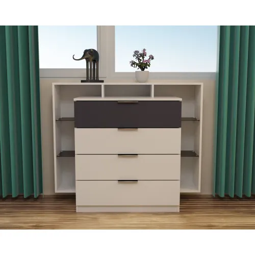 Комод Кристал, Белый/Антрацит, 1200/450/1000