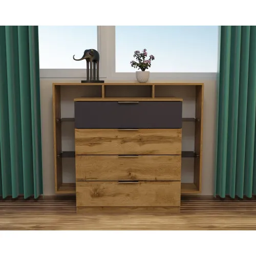 Комод Кристал, Дуб Аппалачи/Антрацит, 1200/450/1000