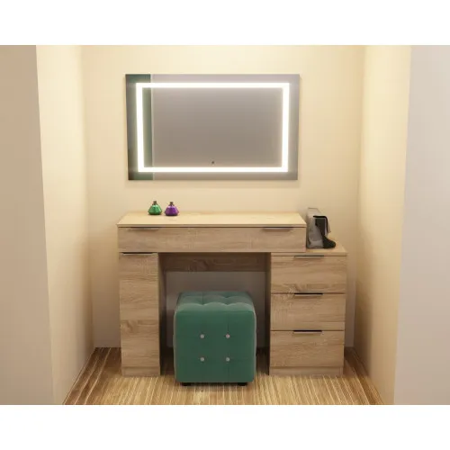Стол туалетный Трюмо Кристалл, Дуб Сонома, 1200/452/847