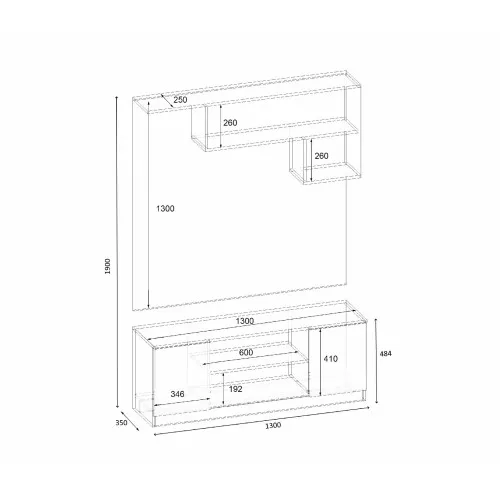 Прихожая ГКШ-10, Дуб Сонома, 1300/350/1900