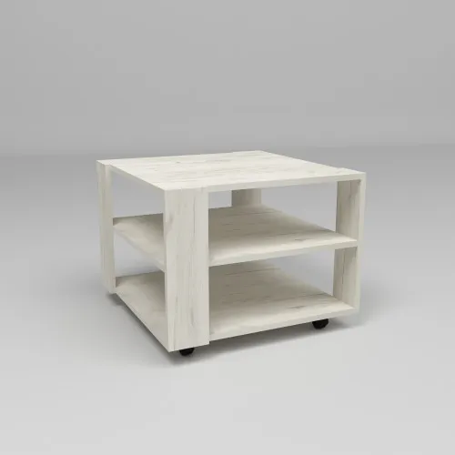 Стіл журнальний Квант №4, Дуб Крафт Білий, 600/600/450