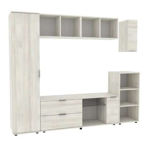 Стенка в гостиную Ketrin-1, Дуб Шамони Светлый, 2240х425х1880