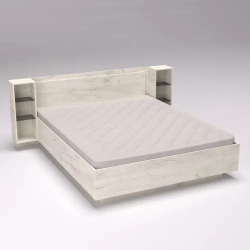 Кровать Кристалл №1 двуспальная, Дуб Крафт Белый, 2035х2176х850