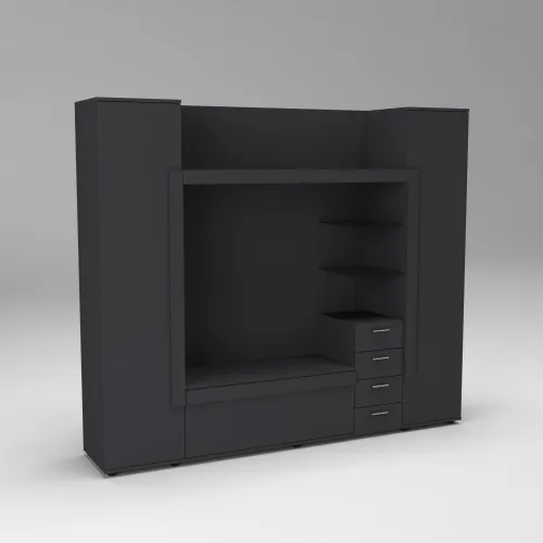 Стенка в гостиную под ТВ Exo-1, Антрацит, 2160х420х1850