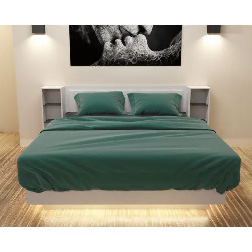 Кровать Кристалл №1 двуспальная, Белый, 2035х1976х850