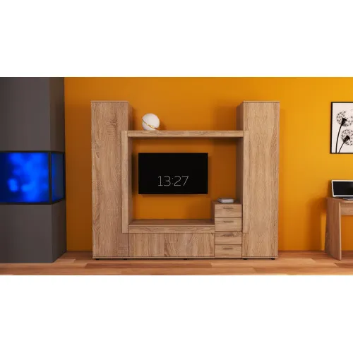 Стенка в гостиную под ТВ Эхо-2, Дуб Сонома, 2160х420х1850