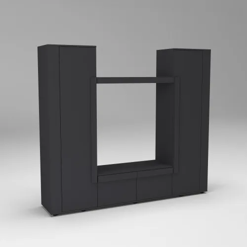 Стенка в гостиную под ТВ Эхо-4, Антрацит, 2080х420х1850