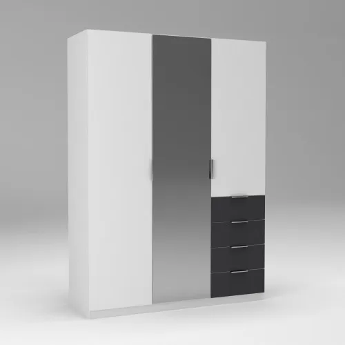 Шкаф Кристалл 2, Белый/Антрацит, 1500х520х2100