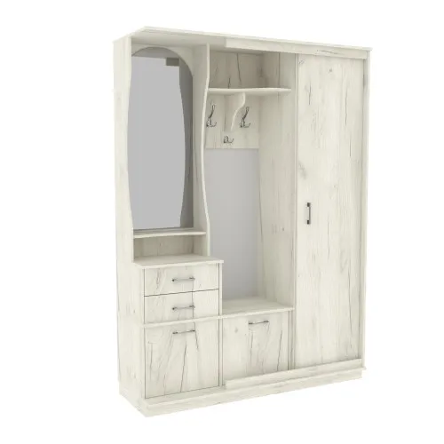 Прихожая Трио-купе TRIO, Дуб Крафт Белый, 1508/400/2100