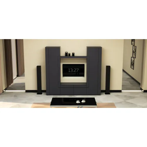 Стенка в гостиную под ТВ Эхо-4, Антрацит, 2080х420х1850