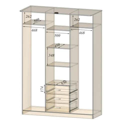 Шкаф Диана, Самоа Дымчатый, 1500х650х2100