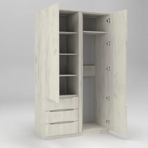 Шкаф Дельта 1, Дуб Крафт Белый, 1200х550х2100