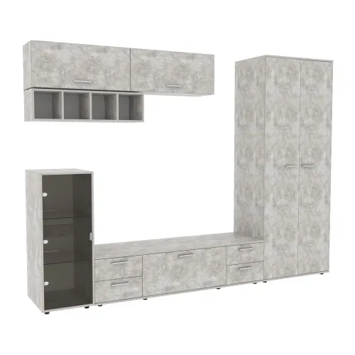 Стенка в гостиную Hugo-1, Бетон, 2860х520х2120