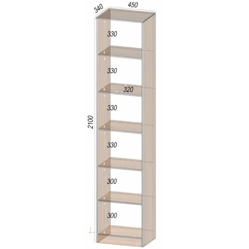 Тумба офисная Стеллаж ОП, Дуб Сонома, 450/320/2100