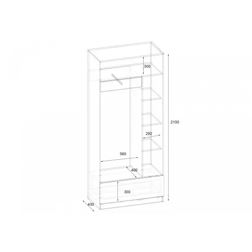 Прихожая ГКШ-5, Дуб Аппалачи, 900/430/2100