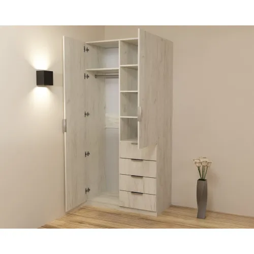 Шкаф Кристалл 1, Дуб Крафт Белый, 1000х520х2100