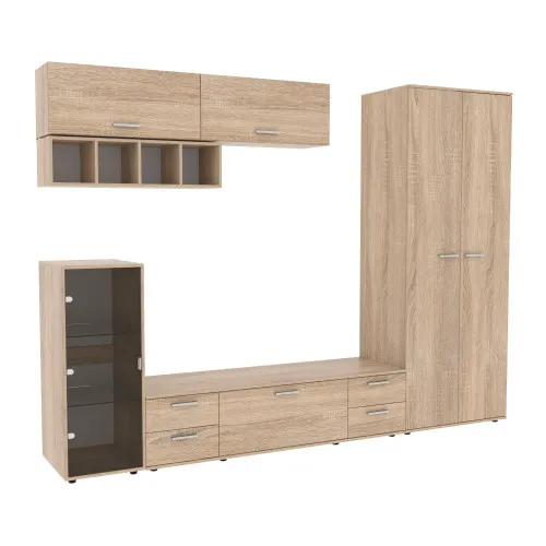 Стенка в гостиную Hugo-1, Дуб Сонома, 2860х520х2120