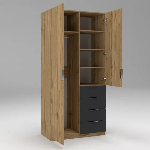 Шкаф Кристалл 1, Дуб Аппалачи/Антрацит, 1000х520х2100