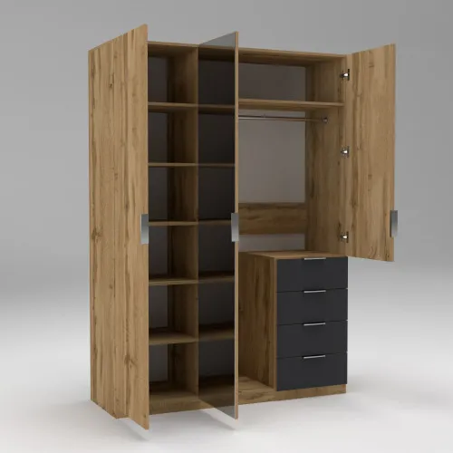 Шкаф Кристалл 2, Дуб Аппалачи/Антрацит, 1500х520х2100